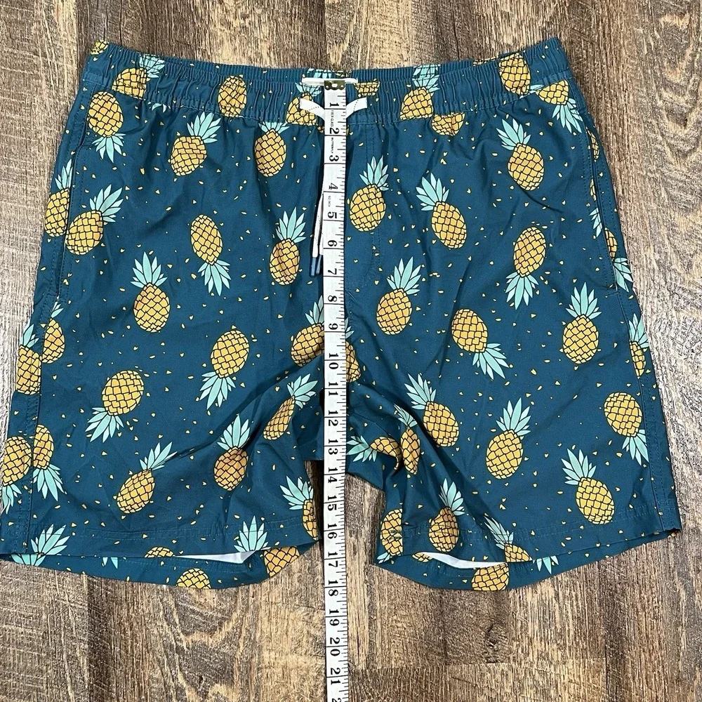Elysian Supply‎ Company Swim Trunks Medium Blue Pineapple AOP Beach Pool Summer